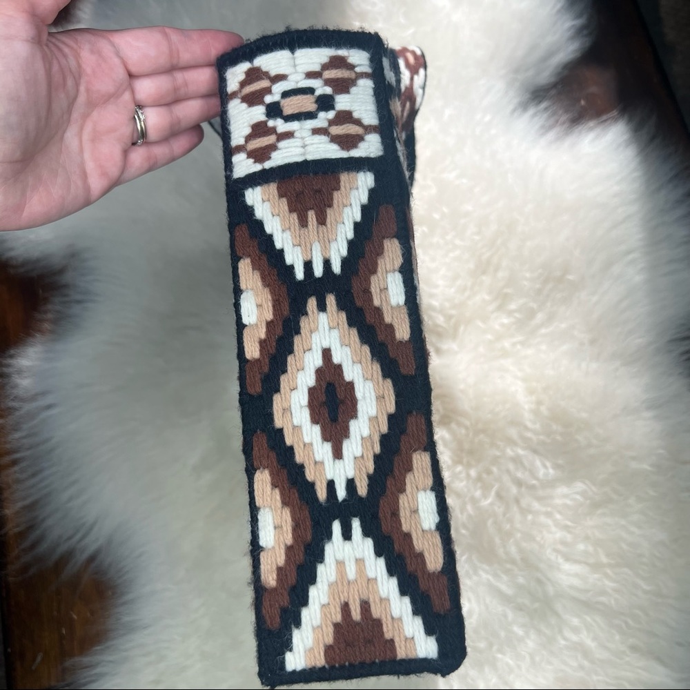 Vintage hand woven and stitched southwestern diamond print yarn handbag purse - Picture 10 of 16